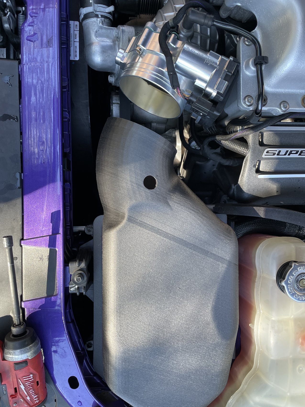Dodge Challenger Hellcat stock air box lid prototype with improved flow